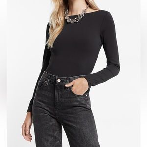Express high compression long sleeve scoop back thong body suit